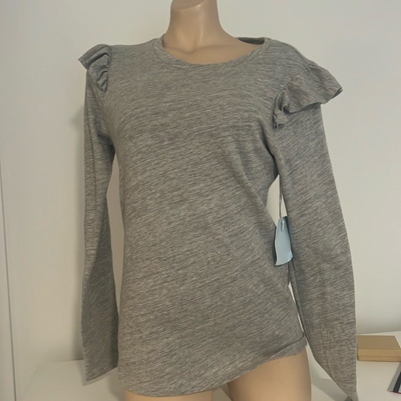 Frame ruffled shoulder pullover. - Picture 1 of 7